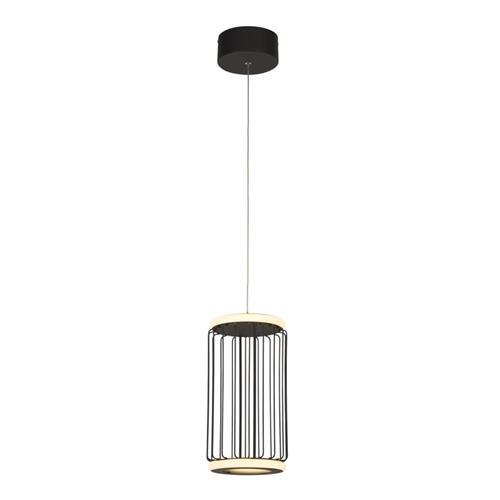 Circolo LED Black And White Cage Single Ceiling Pendant 54212-1BK