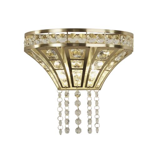 Gemma Satin Brass Two Light Crystal Wall Fitting 68510-2SB