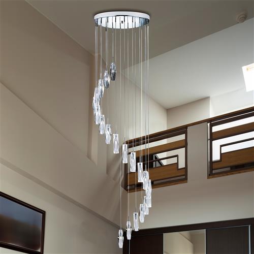 Sculptured Ice Chrome And Crystal 20 Light LED Pendant 888-20