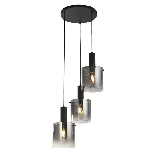 Sweden Matt Black And Smoked Glass Three Light Pendant 88910-3BK