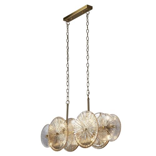Wagon Wheel Bronze Amber And Clear 10 Light Bar Pendant 88210-10BZ