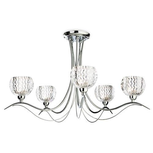 Blanche Chrome And Decorative Glass 5 Arm Semi-Flush Light 8620CH