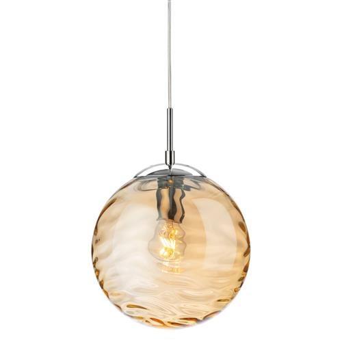 Mercury Chrome Ceiling Pendant Amber Glass 2929AM