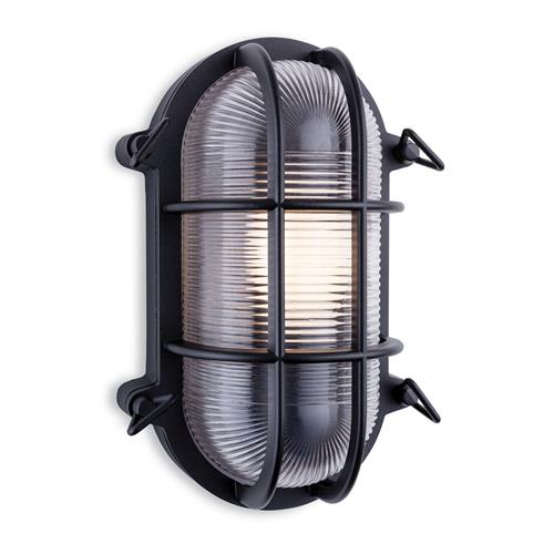 Turin IP65 Black Bulkhead Oval Outdoor Wall Light 2824BK