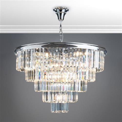 Eulalia 12 Light Polished Chrome And Clear Glass Rods Chandelier Fitting EUL1250
