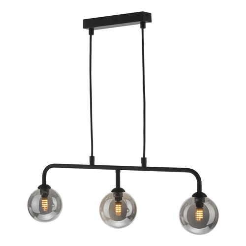Feya Matt Black With Smoked Glass 3 Light Bar Pendant FEY6222-01