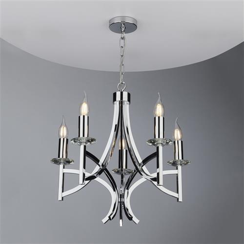 Lyon Chrome 5 Light Crystal Ceiling Pendant LYO0550