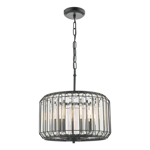 Naeva Three Light Crystal Pendant Satin Black Finish NAE0322