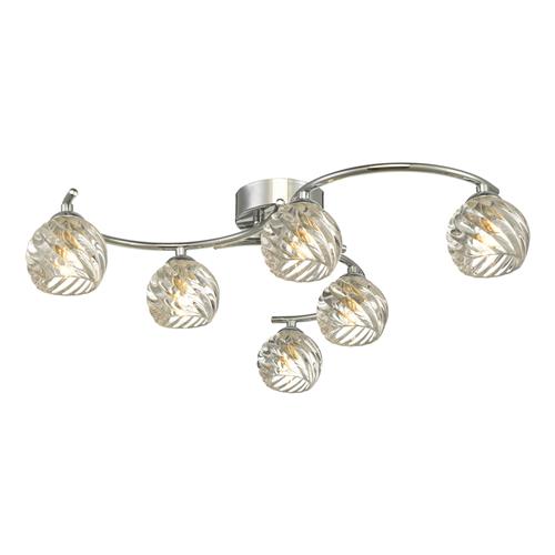 Nakita 6 Arm Polished Chrome And Twisted Glass Semi Flush NAK6450-05