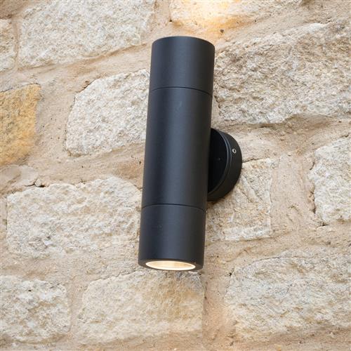 Ortega IP65 Double Outdoor LED Wall Light Black Finish ORT3222