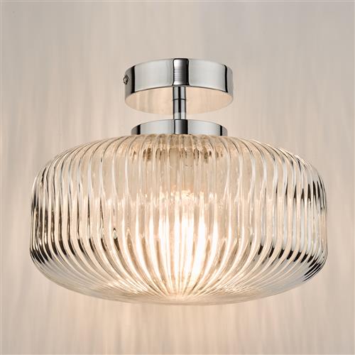 Riva IP44 Semi-Flush Bathroom Light Chrome Finish RIV5208