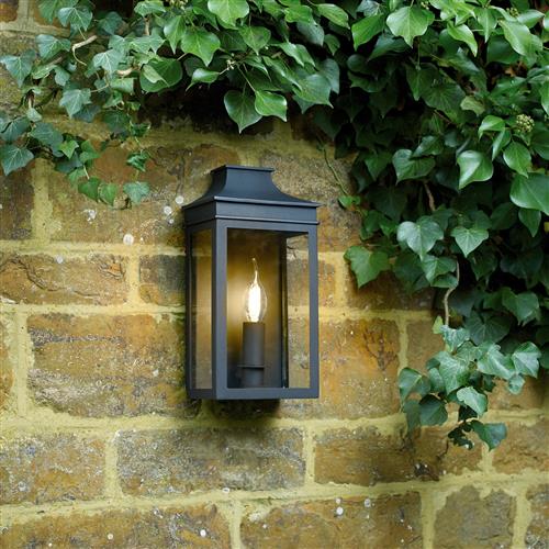 Vapour Single Black Half Lantern Wall Light VAP5222