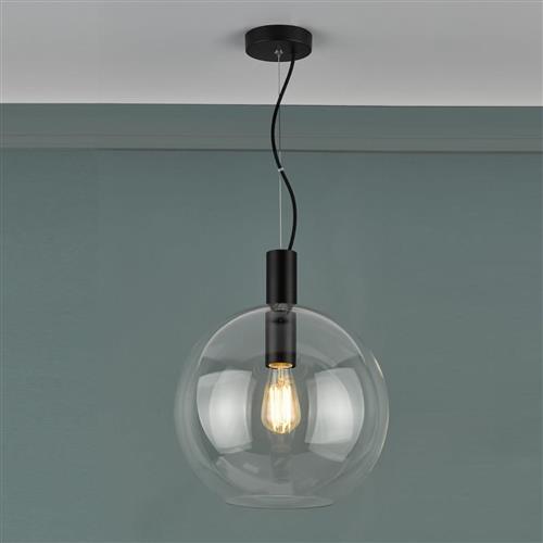 Zula Matt Black And Clear Glass Single Pendant ZUL0122