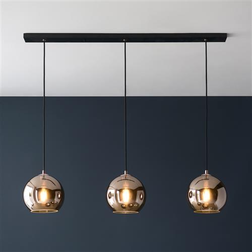 Boli Copper And Matt Black Three Bar Pendant 102929