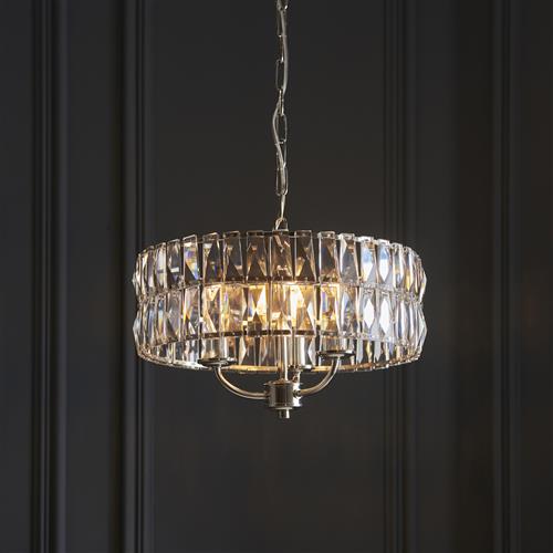 Clifton Bright Nickel And Crystal 3 Light Pendant 104466