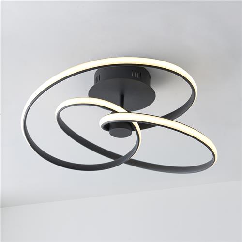 Dune LED Textured Black Semi Flush Fitting 97633