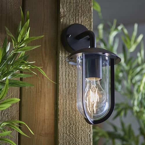 Quinn IP44 Textured Black Outdoor Wall Light 96922