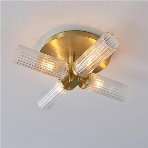 Talo 4 Light IP44 Bathroom Satin Brass Semi-Flush Fitting 96160