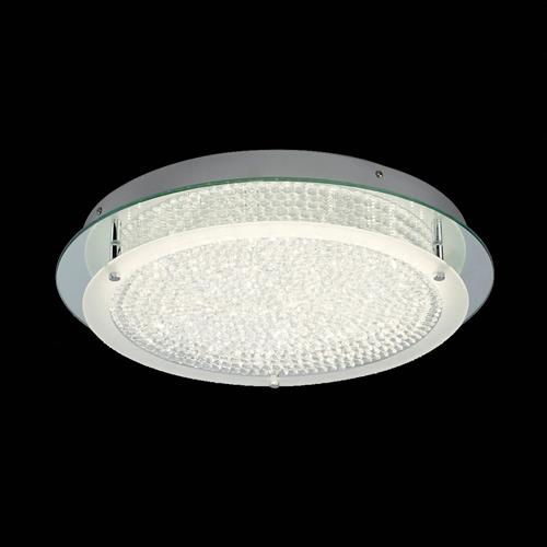 Crystal LED Mirror Chrome Large Rounded Flush Fitting M5092