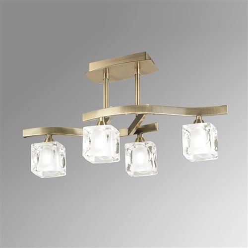 Cuadrax Antique Brass 4 Light Semi-Flush Fitting M0967AB/FR 