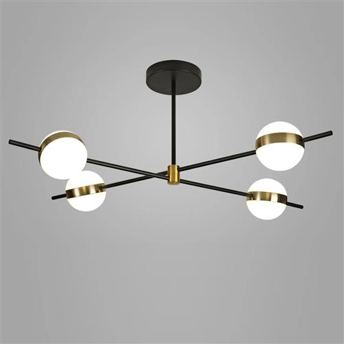 Cuba Black And Gold LED Semi-Flush Fitting M7162