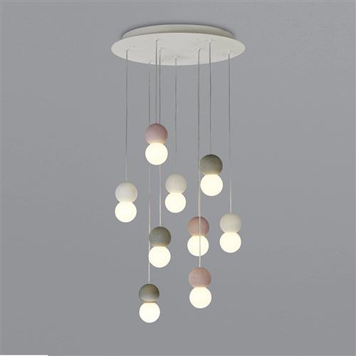 Galaxia Grey And Red Medium White Cluster Pendant M7621