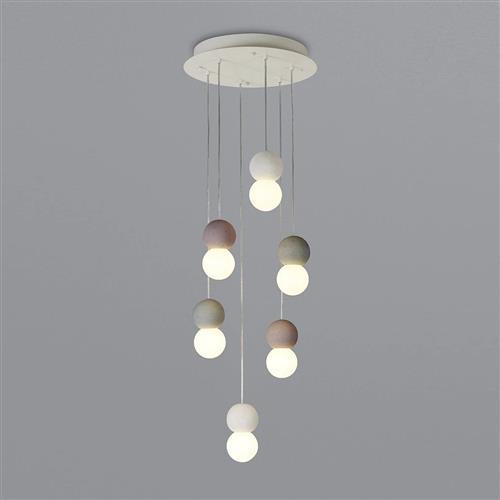 Galaxia Grey And Red Small White Cluster Pendant M7622
