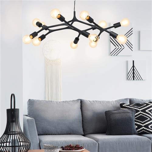 Bocadella Black Twelve Light Multi-Arm Pendant 98347