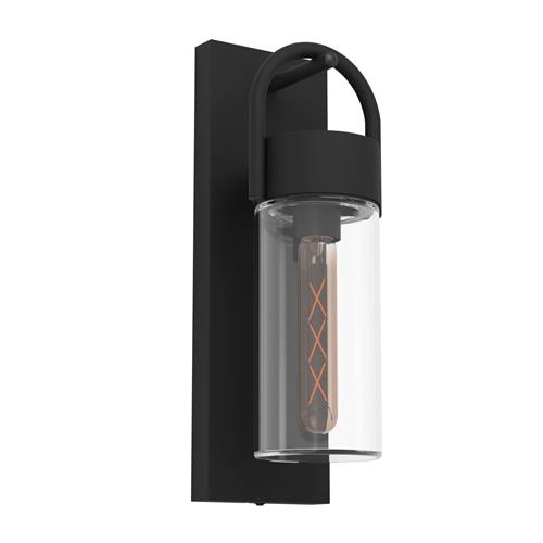 Carraro Black And Clear Glass IP44 Outdoor Wall Light 900285