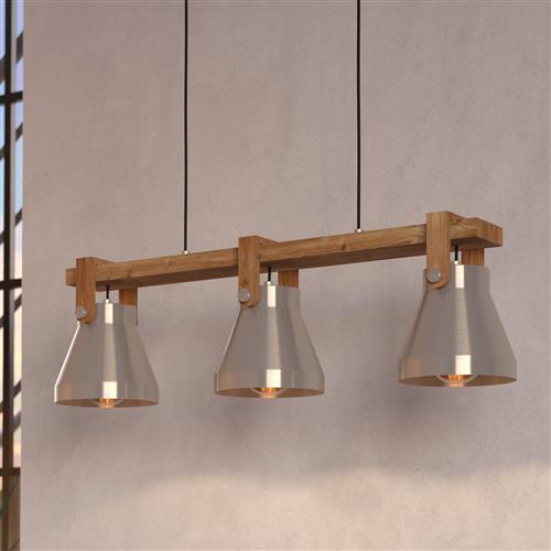Cawton Wooden Triple Ceiling Pendant 43952
