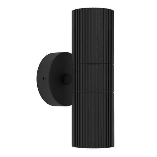 Tomelloso Black Ribbed Dual IP44 Outdoor Wall Light 902038