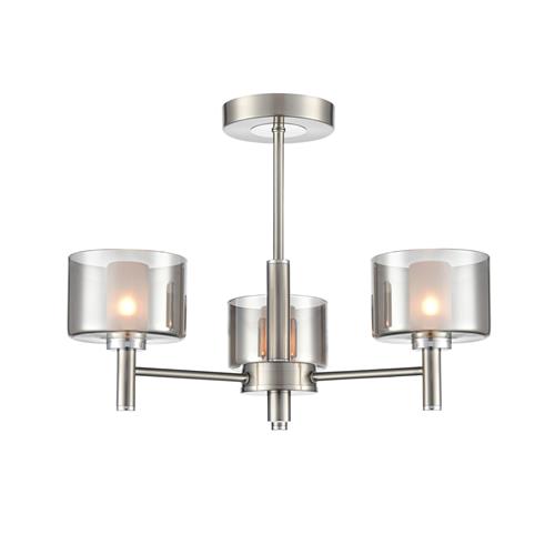 Argento 3 Light Satin Nickel And Smoked Glass Semi Flush Fitting FL2509-3