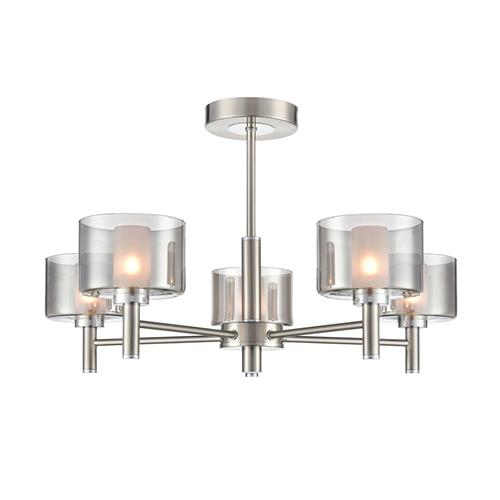 Argento 5 Light Satin Nickel And Smoked Glass Semi Flush FL2509-5