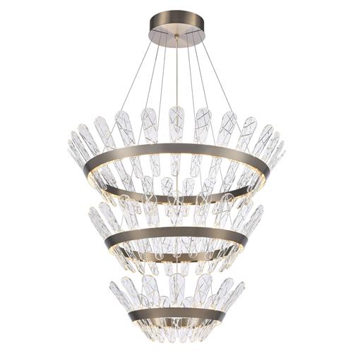 Beatrice LED Triple Tier Brushed Bronze And Delicate Crystal Pendant PCH472