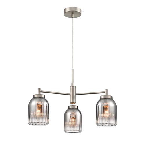 Caligo 3 Arm Satin Nickel And Smoked Glass Pendant Or Flush FL2506-3