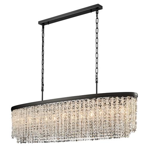Coral Crystal And Matt Black 12 Light Oval Pendant FL2503-12