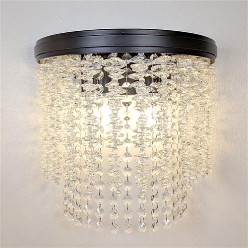 Coral Double Matt Black And Crystal Wall Light FL2502-2