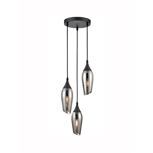 Taper Smoked Glass 3 Light Multi-Arm Cluster Pendant FL2420-3/345