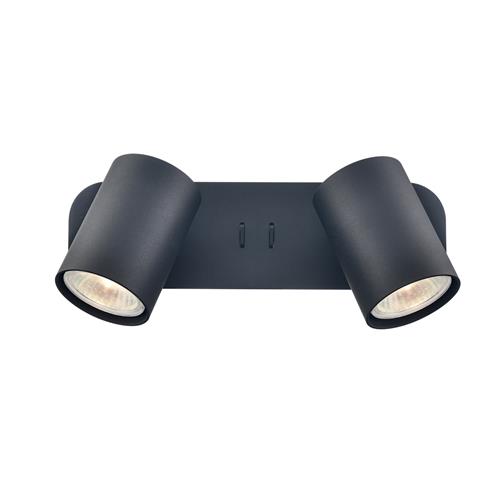 Duet Double Matt Black Switched Adjustable Wall Light SPOT9162