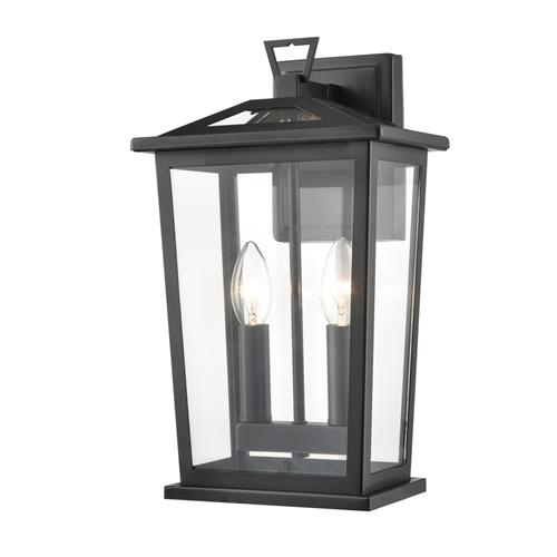 Dusk IP44 Double Matt Black Exterior Wall Light EX6647