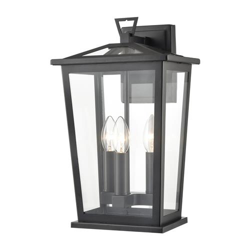 Dusk IP44 Large 3 Light Matt Black Outdoor Wall Light EXT6648