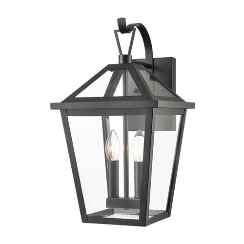 Dusk IP44 Matt Black And Clear Glass Outdoor Wall Lantern EXT6650