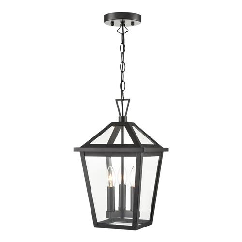 Dusk Three Light Matt Black Exterior Porch Pendant Light EXT6651