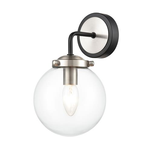 Lithos Single Black & Satin Nickel Wall Light FL2437-1