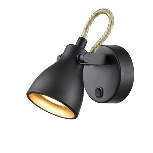 Taza Single Switched Matt Black And Gold Wall Light SPOT9051