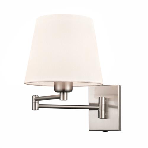Francis Satin Nickel And White Shade Swing Arm Wall Light WB503-1174