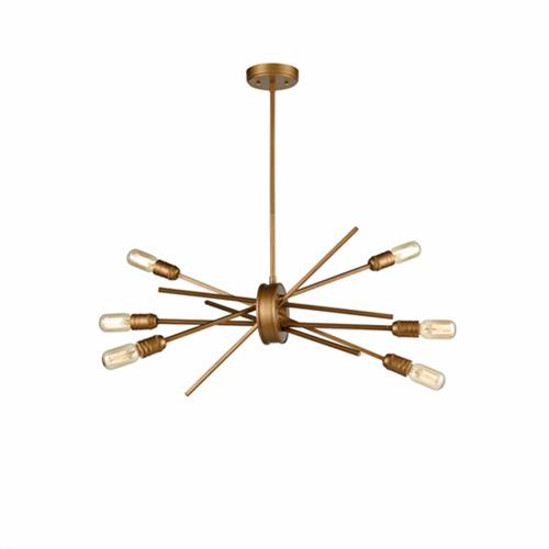 Idaho Antique Gold Six Arm Ceiling Pendant Fitting FL2399-6