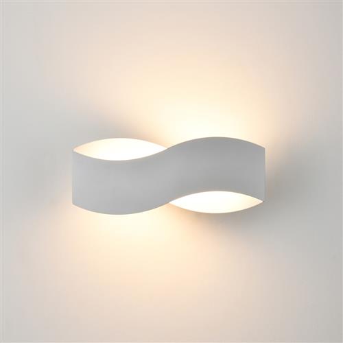 Infinity LED Matt White Bi Directional Curved Wall Light WB587