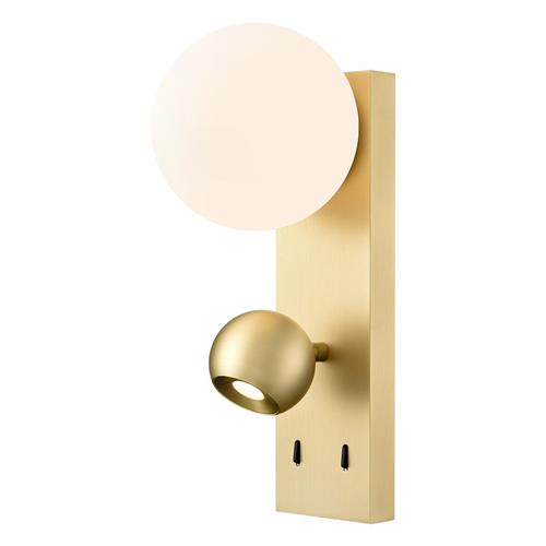 Iris Dual Satin Brass And Opal Glass LED Wall Fitting WB426