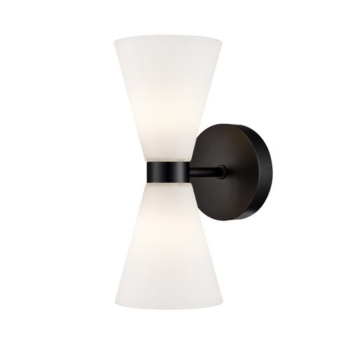 Odeon Matt Black Dual IP44 Bathroom Wall Light WB617